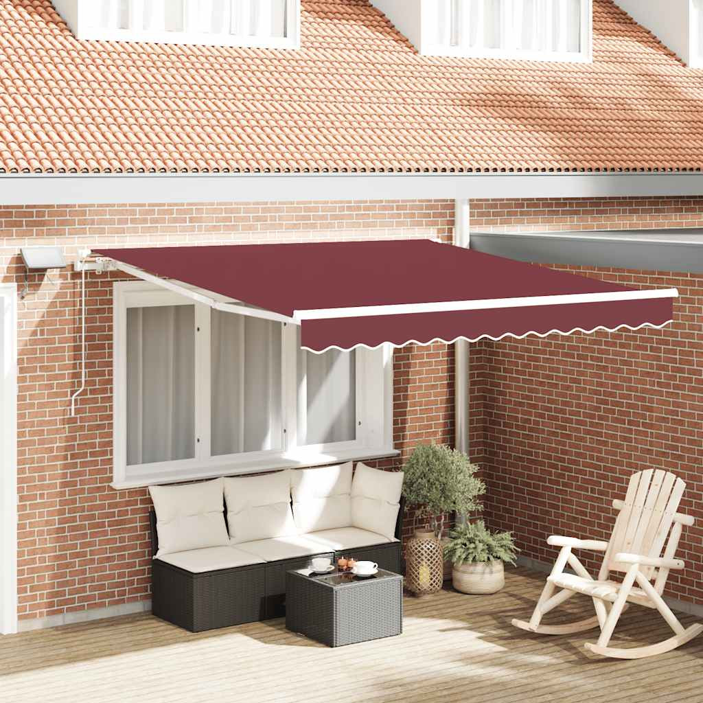 vidaXL Markise Manuell mit LED Weinrot 300x250 cm
