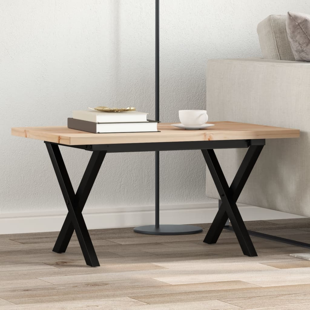 vidaXL Couchtisch X-Gestell 80x50x40,5cm Massivholz Kiefer & Stahl