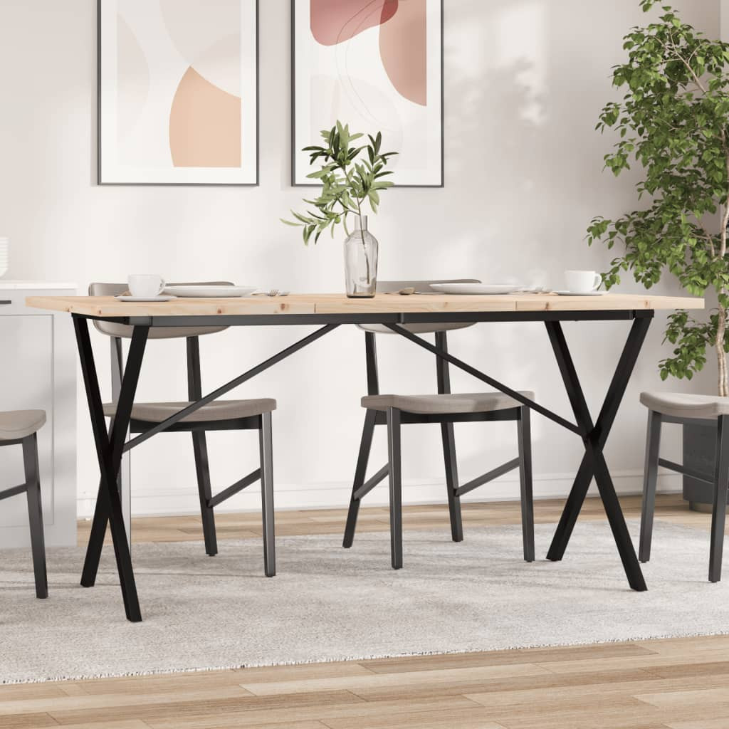 vidaXL Esstisch X-Gestell 160x80x75,5 cm Massivholz Kiefer & Stahl