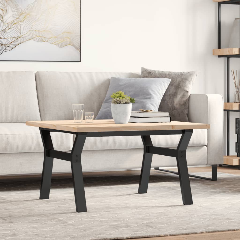 vidaXL Couchtisch Y-Gestell 80x80x45,5cm Massivholz Kiefer & Stahl