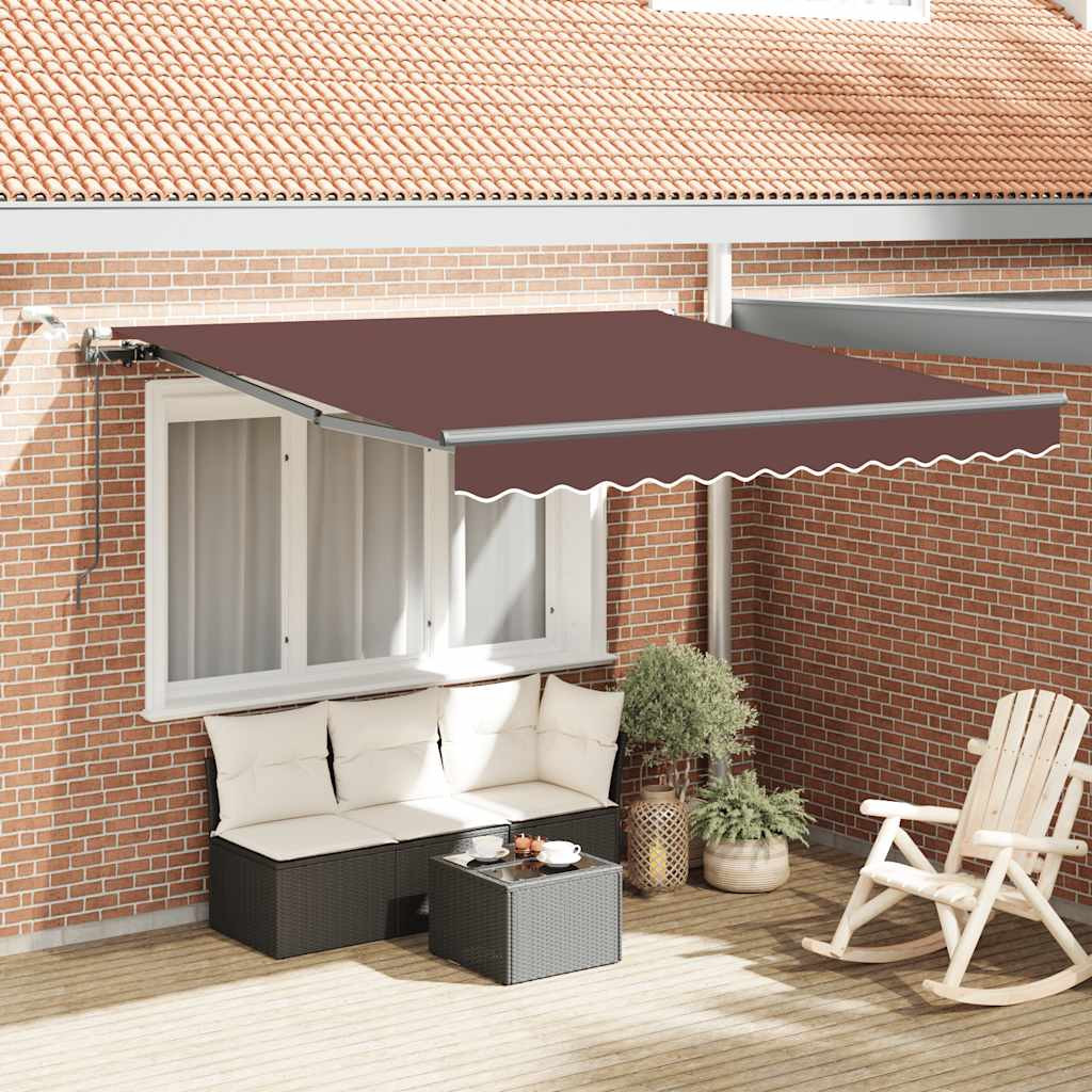 vidaXL Markise Automatisch mit LEDs Braun 300x250 cm