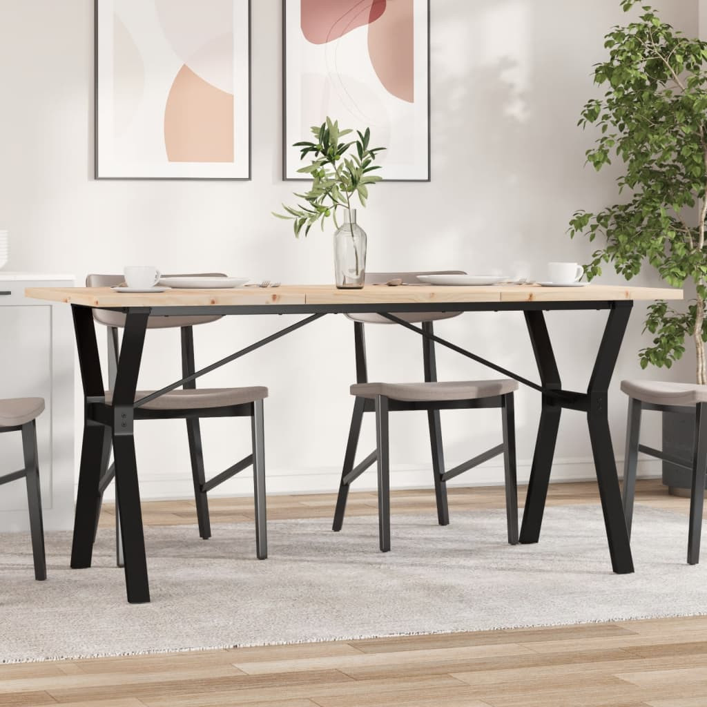 vidaXL Esstisch Y-Gestell 140x80x75,5 cm Massivholz Kiefer & Stahl