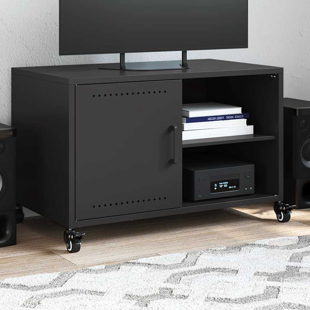 vidaXL TV-Schrank Schwarz 68x39x43,5 cm Stahl
