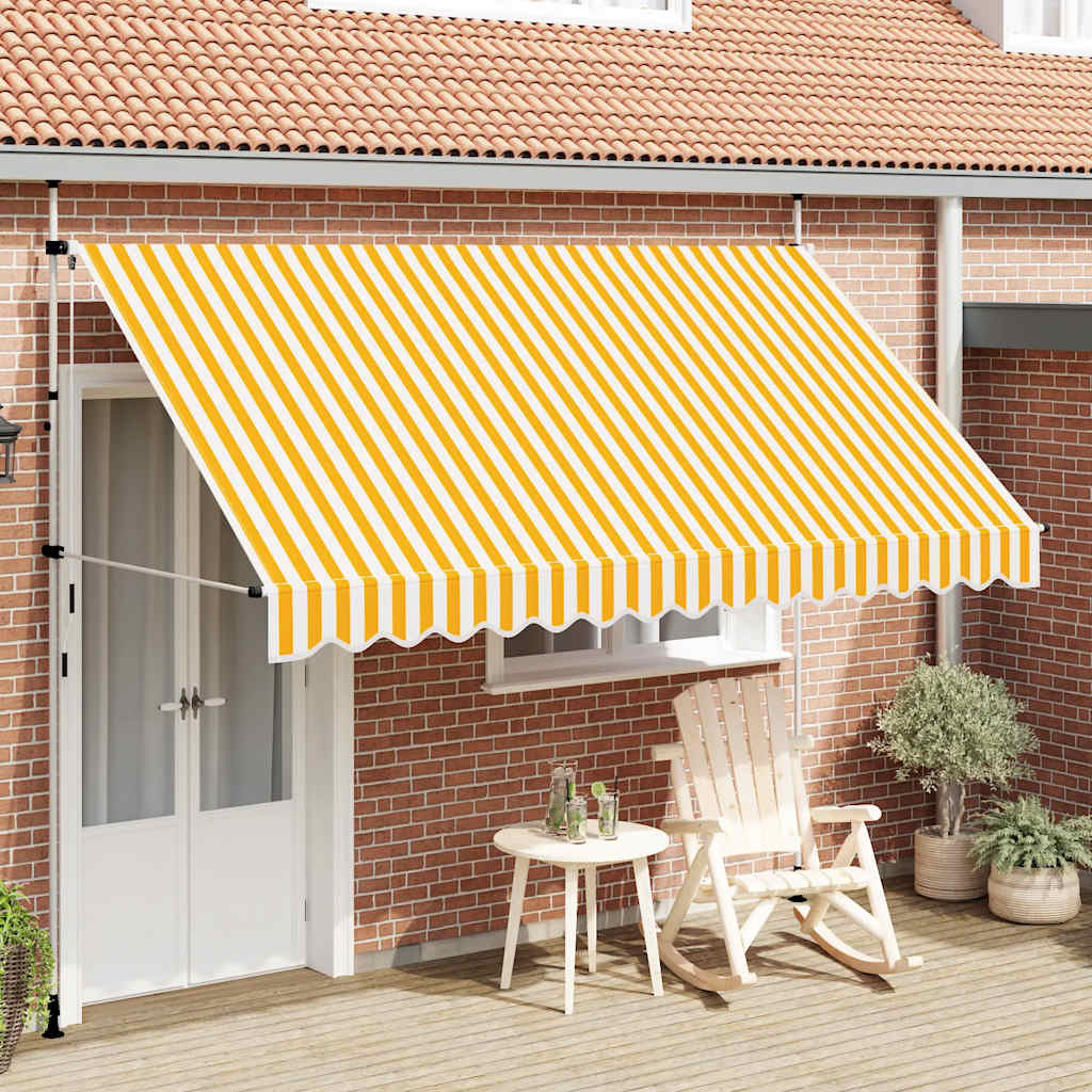 vidaXL Einziehbare Markise Handbetrieben 350 cm Orange/Weiß Gestreift