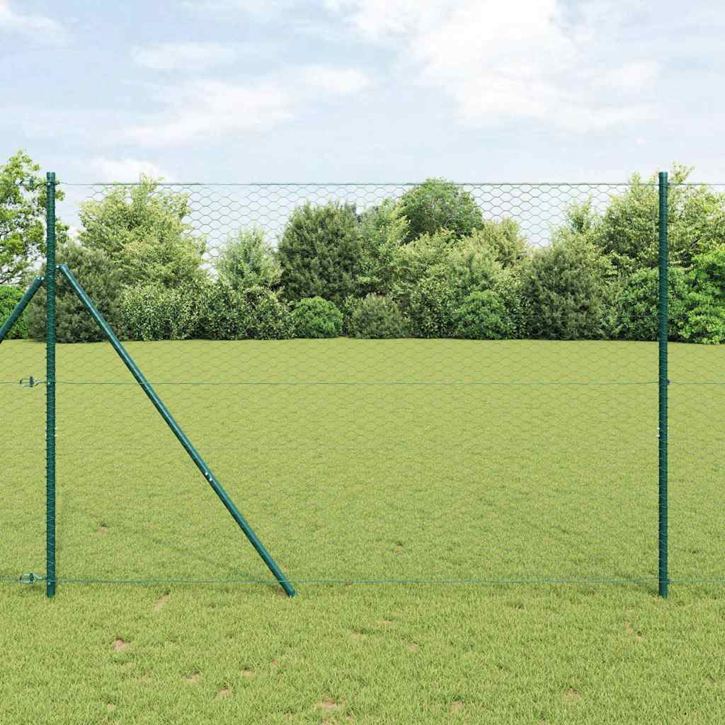 vidaXL Bodenmontierter Sechseckzaun 50 x 1,5 m PVC-beschichteter Stahl