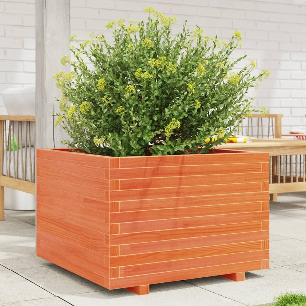 vidaXL Pflanzkübel Wachsbraun 70x70x49,5 cm Massivholz Kiefer
