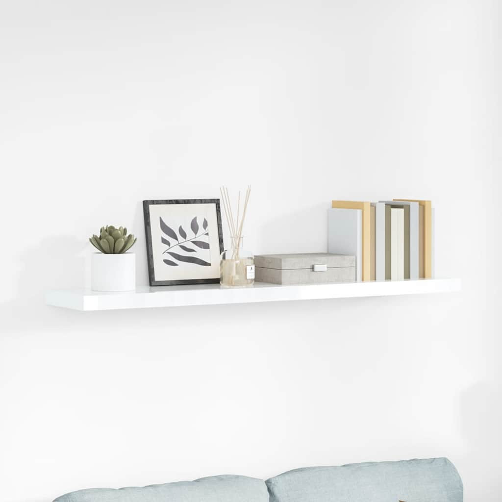 vidaXL Schweberegal Hochglanz-Weiß 120x23,5x3,8 cm MDF