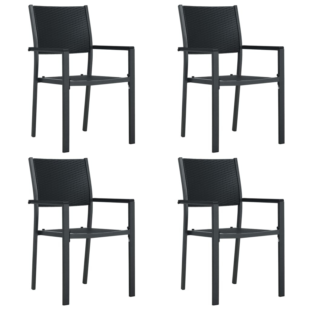 vidaXL Gartenstühle 4 Stk. Schwarz Kunststoff Rattan-Optik