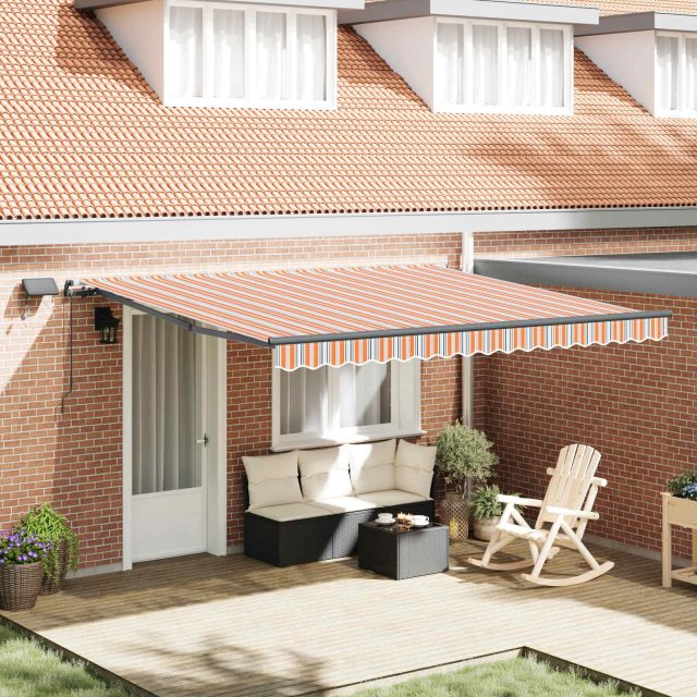 vidaXL Ausziehbare Markise Mehrfarbig 400 x 300 cm Stoff und Aluminium