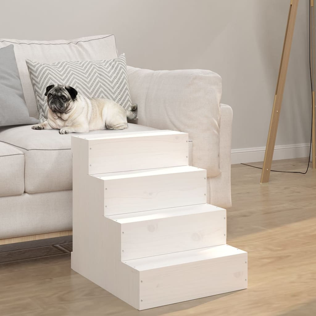 vidaXL Haustiertreppe Weiß 40x49x47 cm Massivholz Kiefer