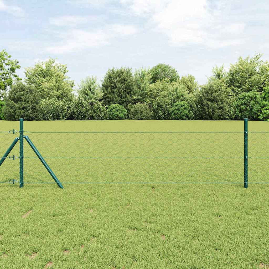 vidaXL Bodenmontierter Sechseckzaun 100 x 0,4 m Grün Netz