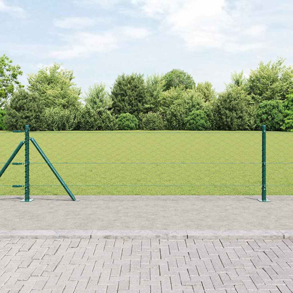 vidaXL Sechseckzaun mit Betonsockel 10 x 0,6 m PVC-beschichteter Stahl