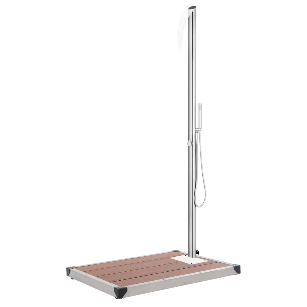 vidaXL Gartendusche mit Brauner Bodenplatte 225 cm Edelstahl