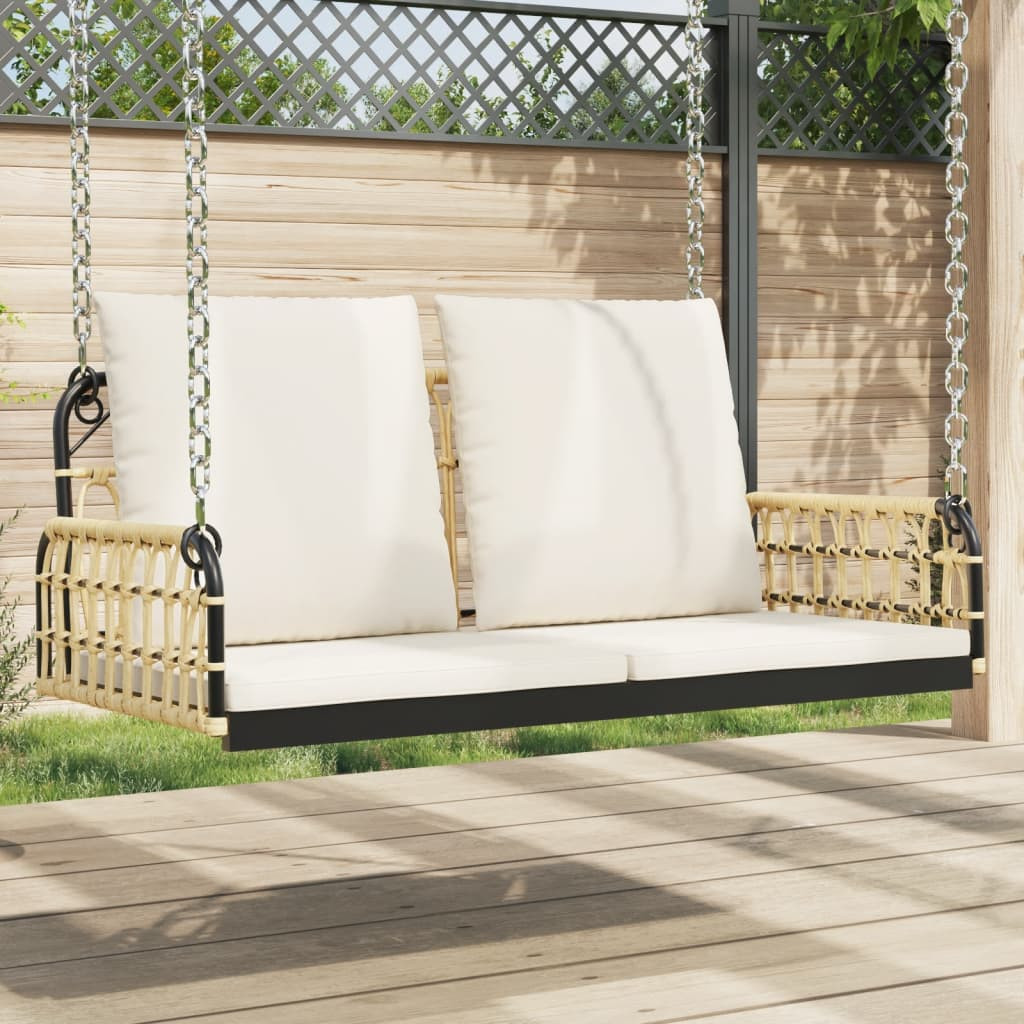vidaXL Hängebank mit Kissen 105x58x38 cm Poly Rattan und Stahl
