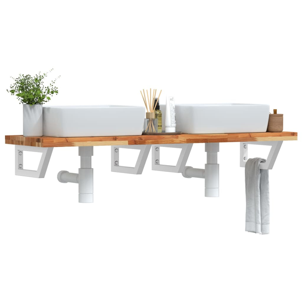 vidaXL Waschbeckenregal Wandmontage Stahl und Akazienholz