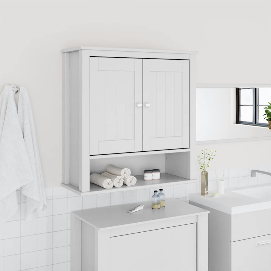 vidaXL Bad-Wandschrank BERG Weiß 69,5x27x71,5 cm Massivholz