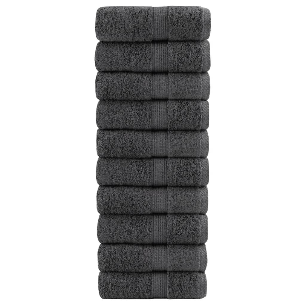 vidaXL Premium Gästetücher SOLUND 10 Stk. Anthrazit 30x50 cm 600 g/m²