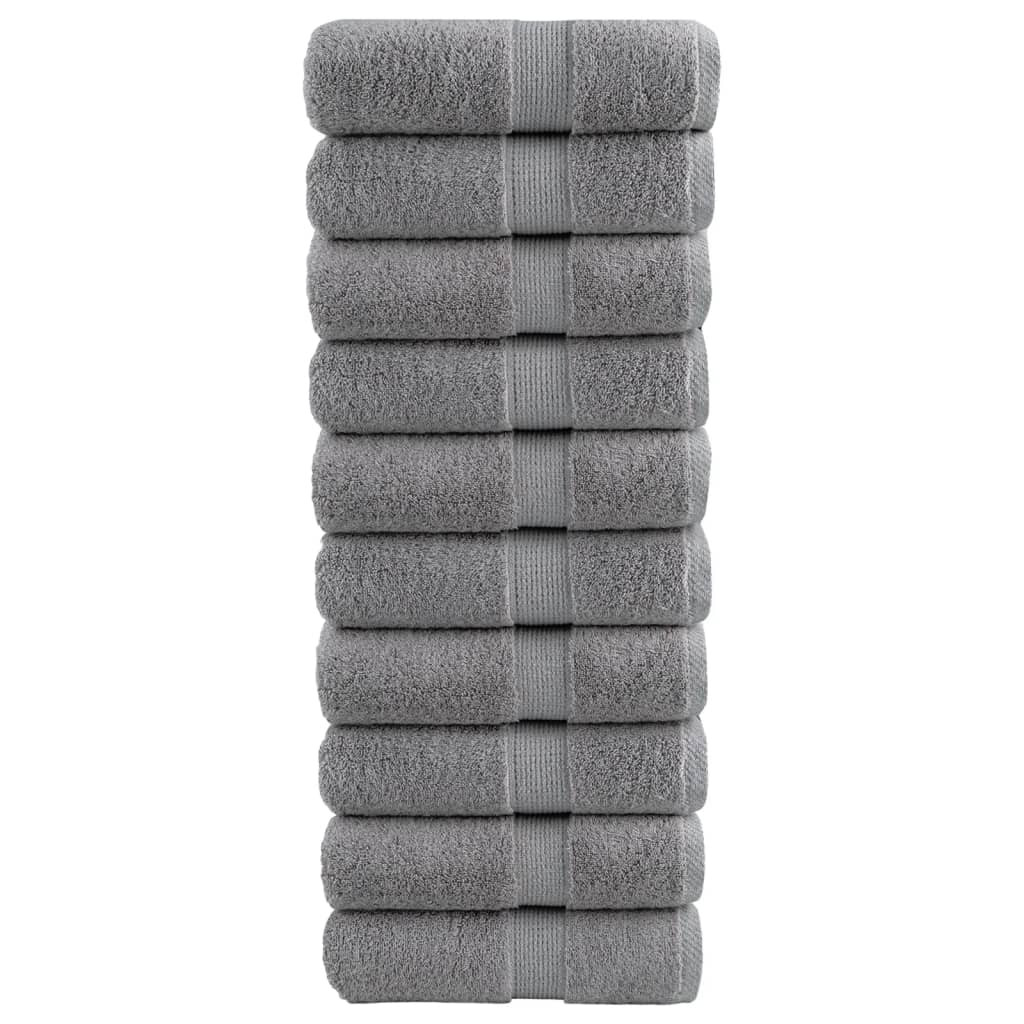 vidaXL Premium-Waschtücher SOLUND 10 Stk. Grau 30x30 cm 600 g/m²