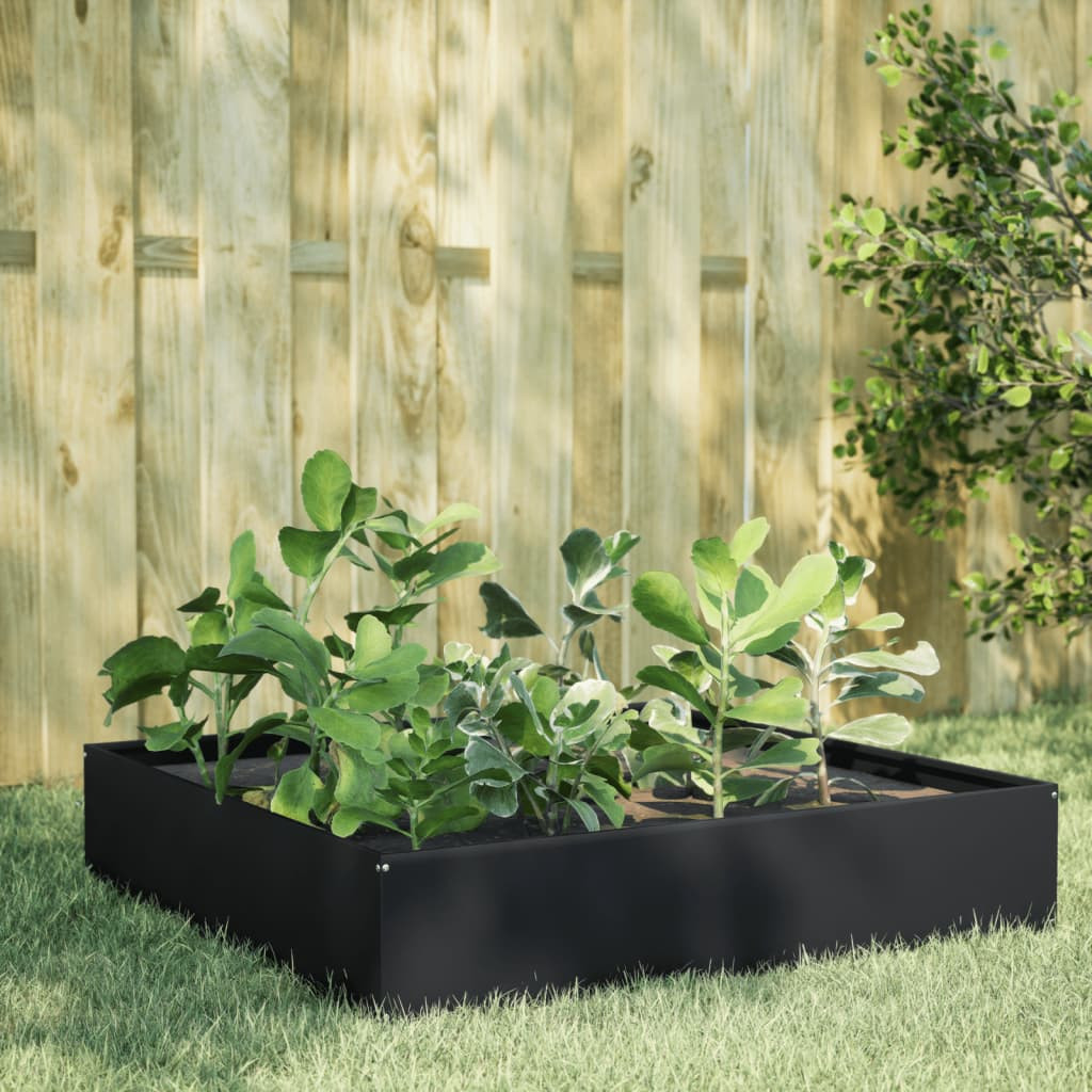 vidaXL Hochbeet Schwarz 100x100x33,5 cm Stahl