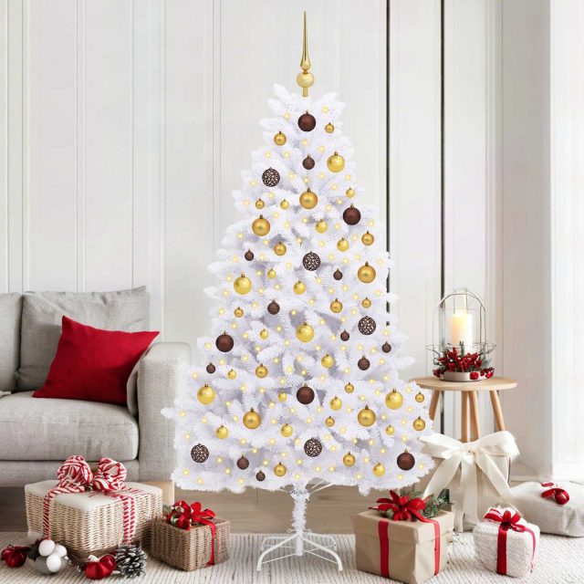 vidaXL Künstlicher Weihnachtsbaum Weiß 90 x 90 x 180 cm PVC und Metall