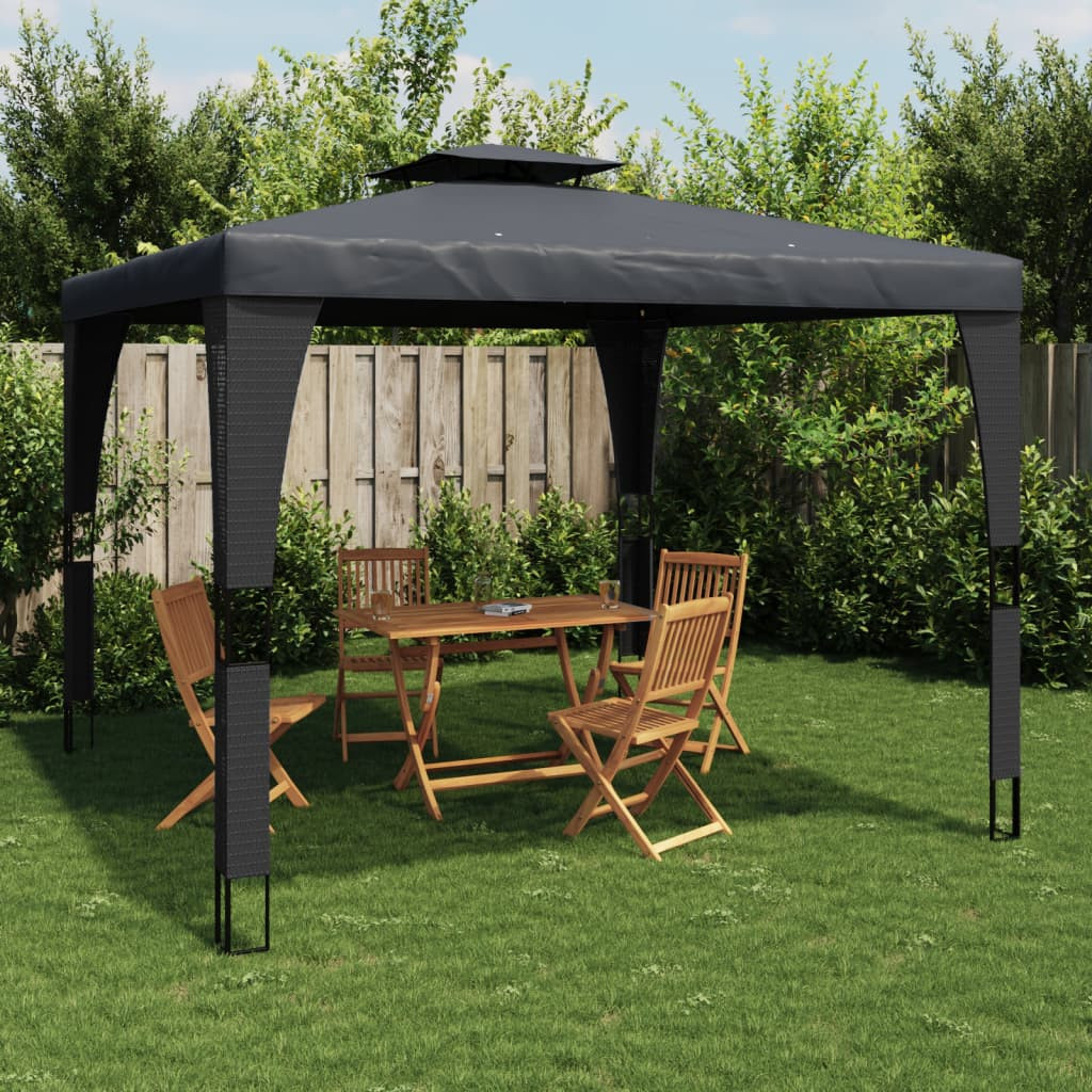 vidaXL Pavillon mit Doppeldach Anthrazit 2,98x2,98 m Stahl