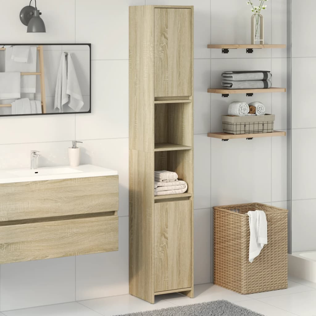 vidaXL Badezimmerschrank Sonoma-Eiche 30x30x183,5 cm Holzwerkstoff