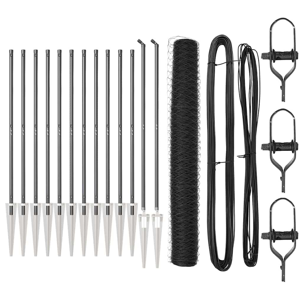 vidaXL Sechseckzaun mit Pfosten 25 x 1,4 m PVC-beschichteter Stahl
