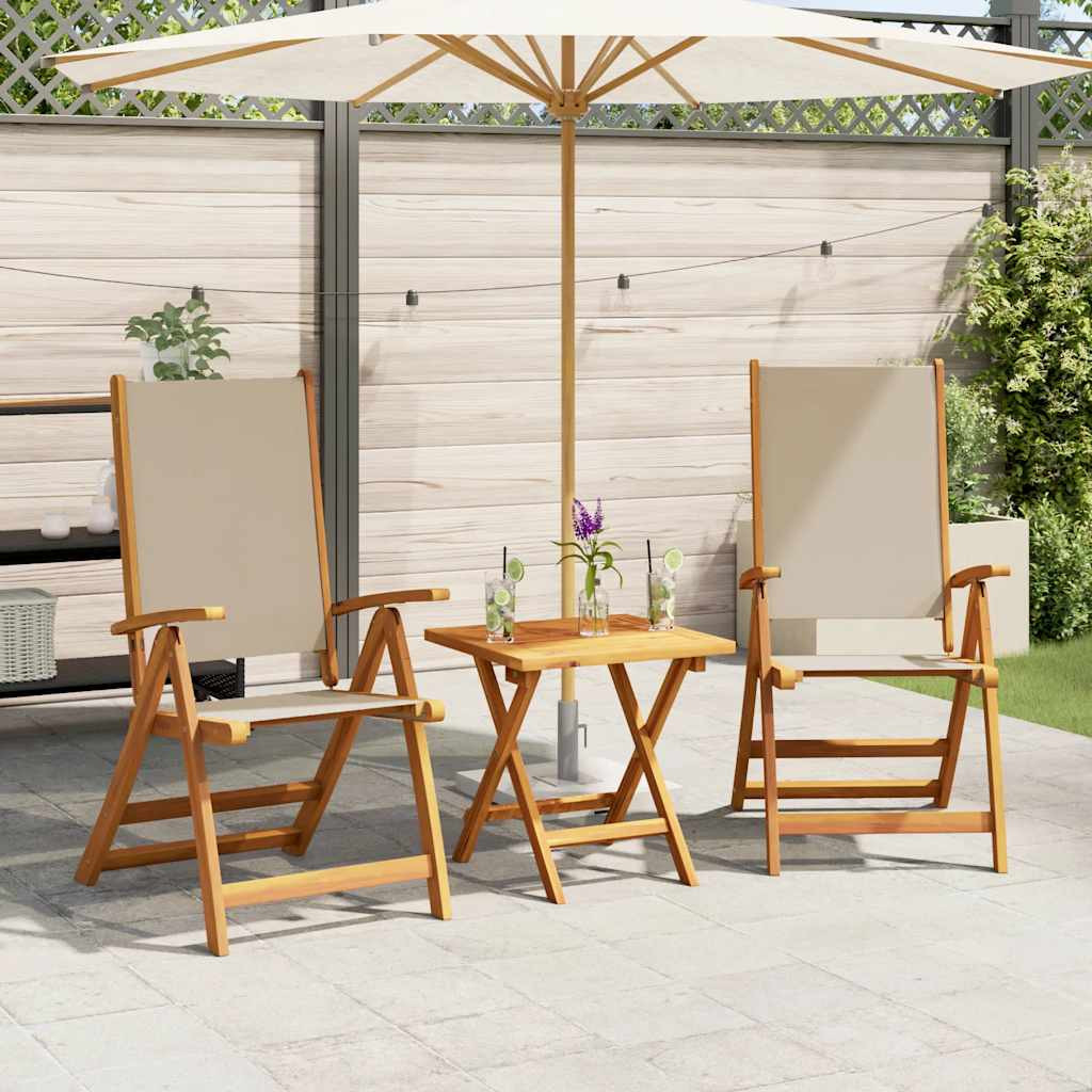 vidaXL Gartenstühle 2 Stk. Klappbar Massivholz Akazie und Textilene