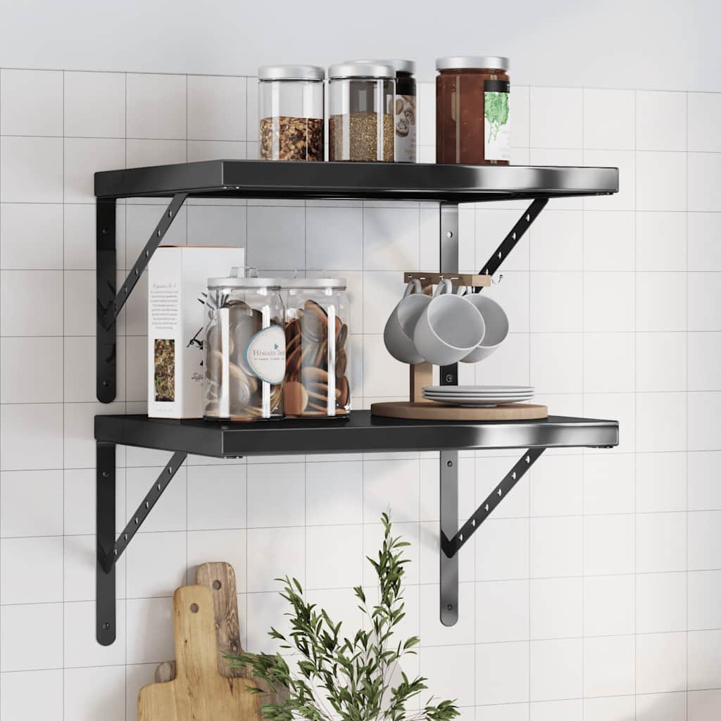 vidaXL Wandregale 2 Stk. 50x40 cm Schwarz Edelstahl