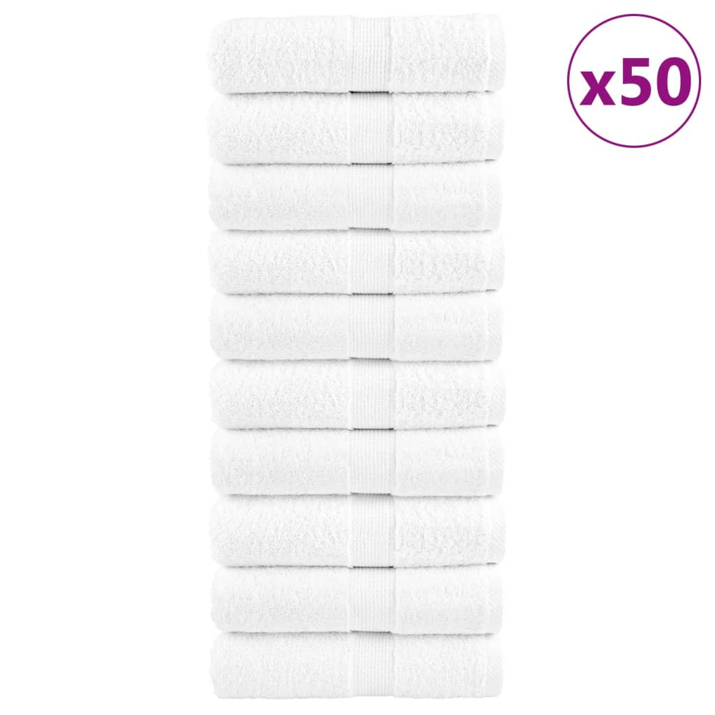 vidaXL Premium Gästetücher SOLUND 50 Stk. Weiß 30x50 cm 600 g/m²
