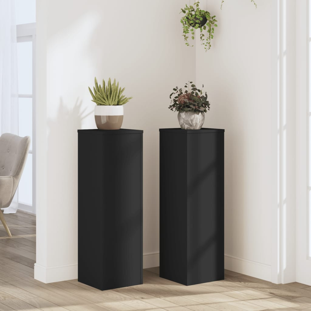 vidaXL Pflanzenständer 2 Stk. Schwarz 25x25x80 cm Holzwerkstoff