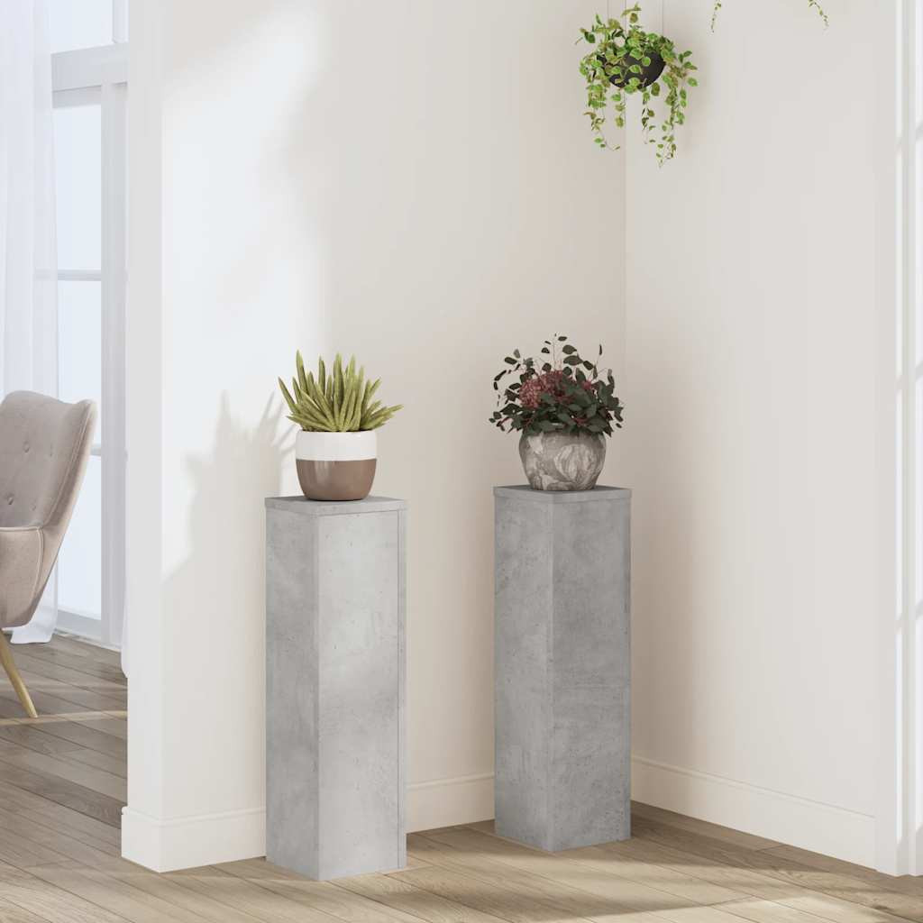 vidaXL Pflanzenständer 2 Stk. Betongrau 17x17x60 cm Holzwerkstoff