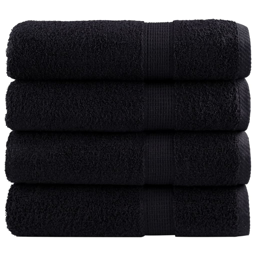 vidaXL Premium-Handtücher SOLUND 4 Stk. Schwarz 50x100 cm 600 g/m²