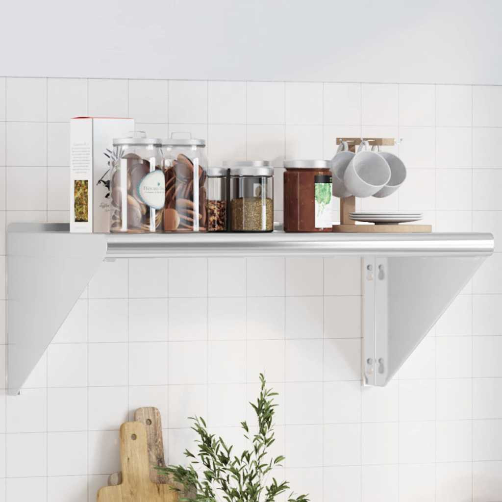 vidaXL Wandregal 75x45x31 cm Silbern Edelstahl