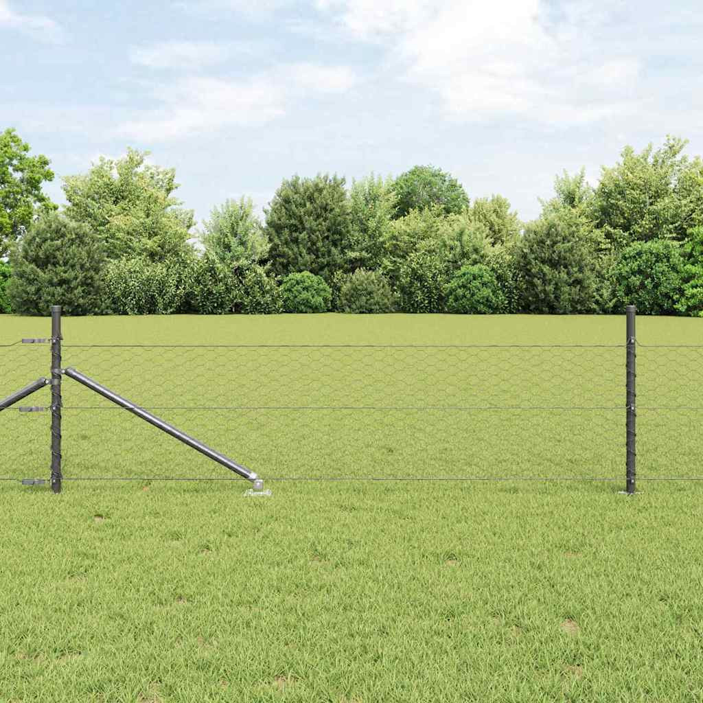 vidaXL Sechseckzaun mit Pfosten 50 x 0,5 m PVC-beschichteter Stahl