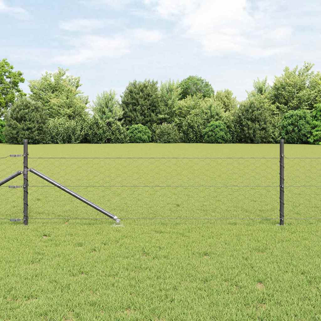 vidaXL Sechseckzaun mit Pfosten 50 x 0,5 m PVC-beschichteter Stahl
