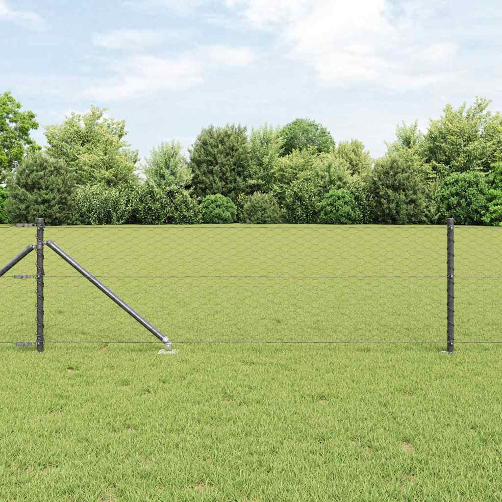 vidaXL Sechseckzaun mit Pfosten 50 x 0,6 m PVC-beschichteter Stahl