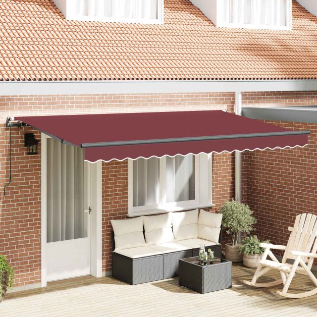 vidaXL Einziehbare Markise Bordeauxrot 400 x 200 cm Stoff