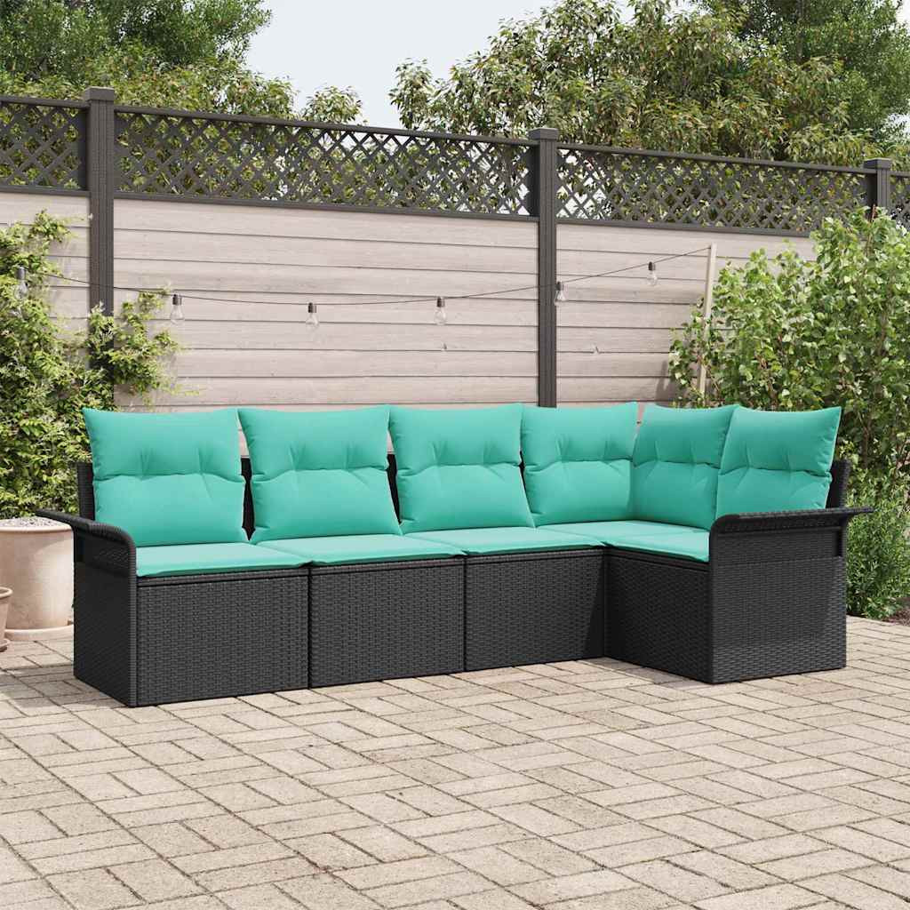 vidaXL Gartensofa-set mit Speicher 5 pcs Schwarz Poly-Rattan