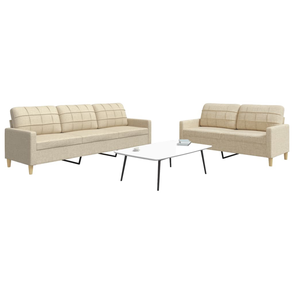 vidaXL 2-tlg. Sofagarnitur Creme Stoff