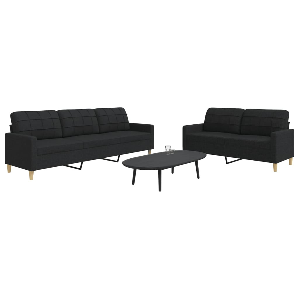 vidaXL 2-tlg. Sofagarnitur Schwarz Stoff