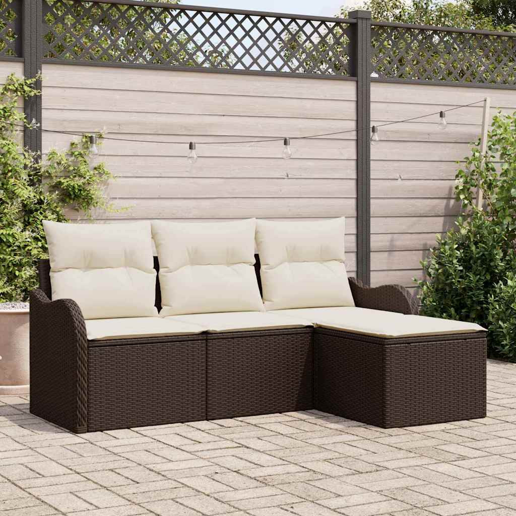 vidaXL Gartensofa-set mit Speicher 4 pcs Braun Poly-Rattan