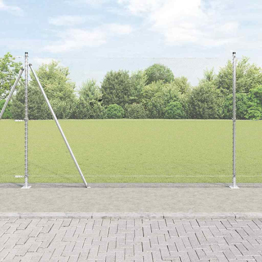 vidaXL Sechseckzaun mit Betonsockel 10 x 1,6 m Verzinkter Stahl Silber