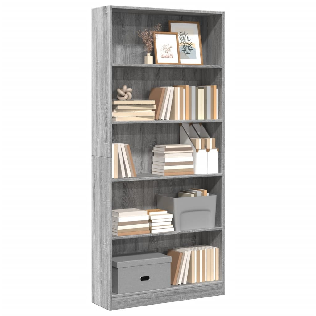 vidaXL Bücherregal Grau Sonoma 80x24x176 cm Holzwerkstoff