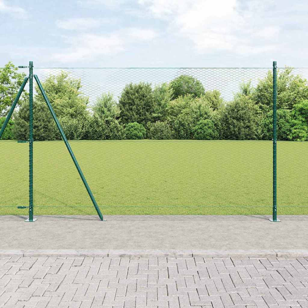 vidaXL Sechseckzaun mit Betonsockel 25 x 1,5 m PVC-beschichteter Stahl