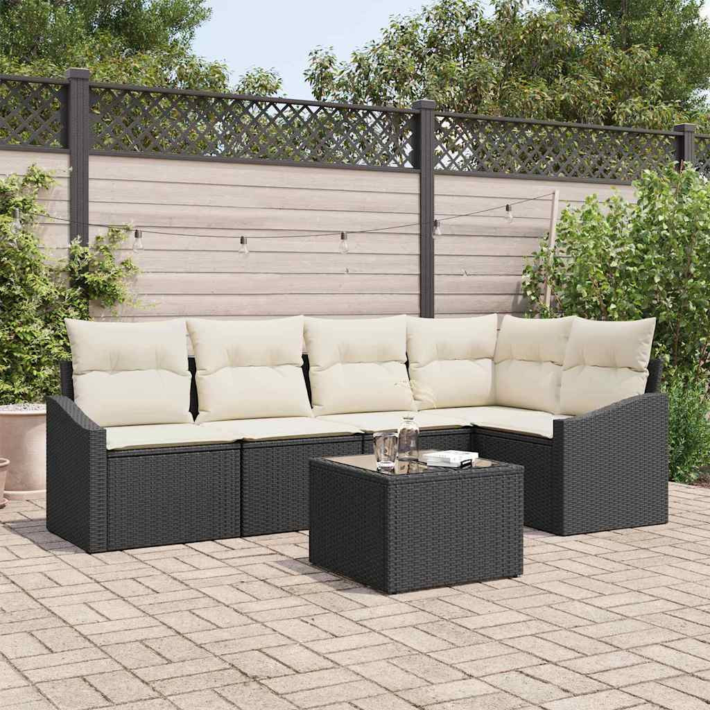 vidaXL Gartensofa-set mit Kissen 6 pcs Braun und Creme Poly-Rattan