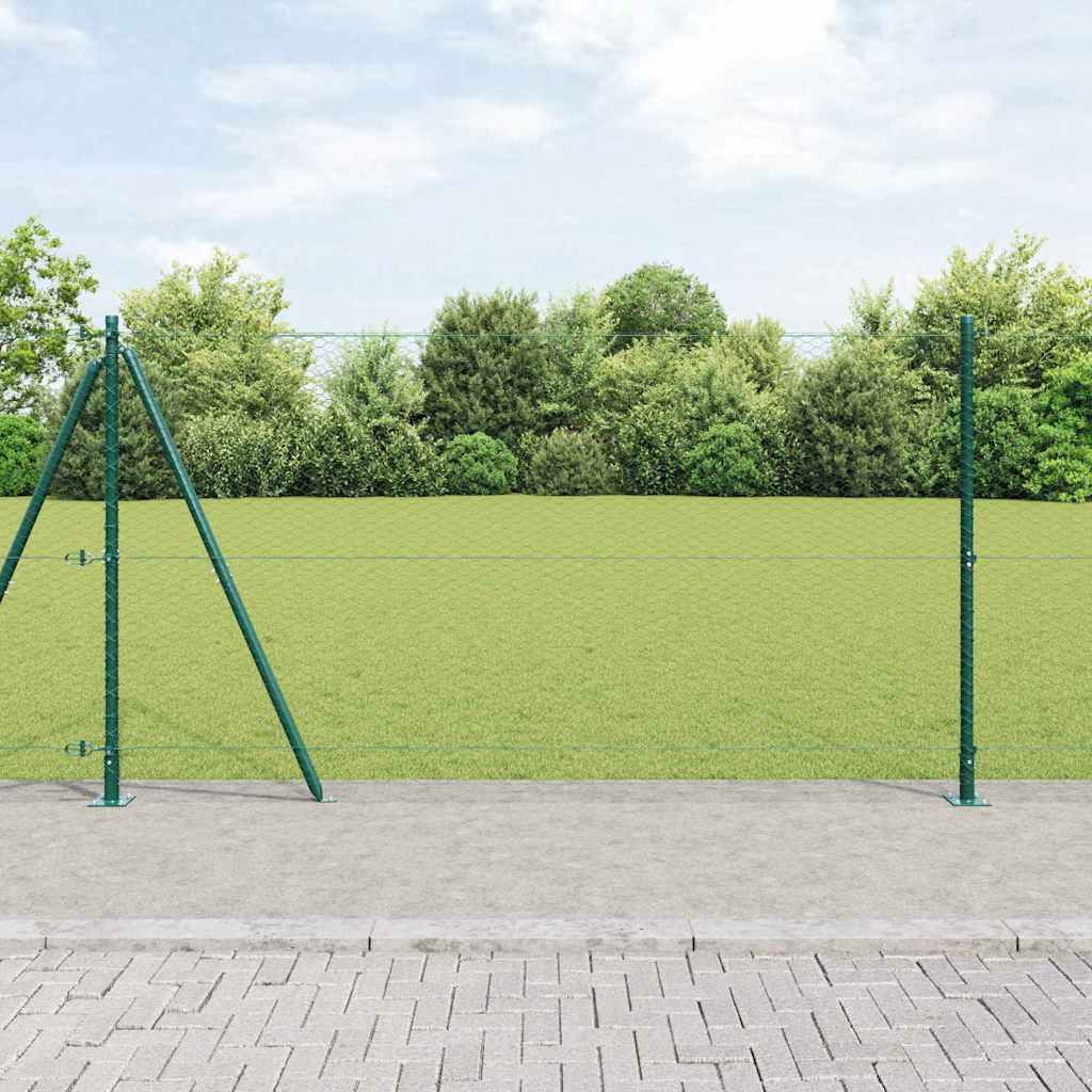 vidaXL Sechseckzaun mit Betonsockel 25 x 1,2 m PVC-beschichteter Stahl