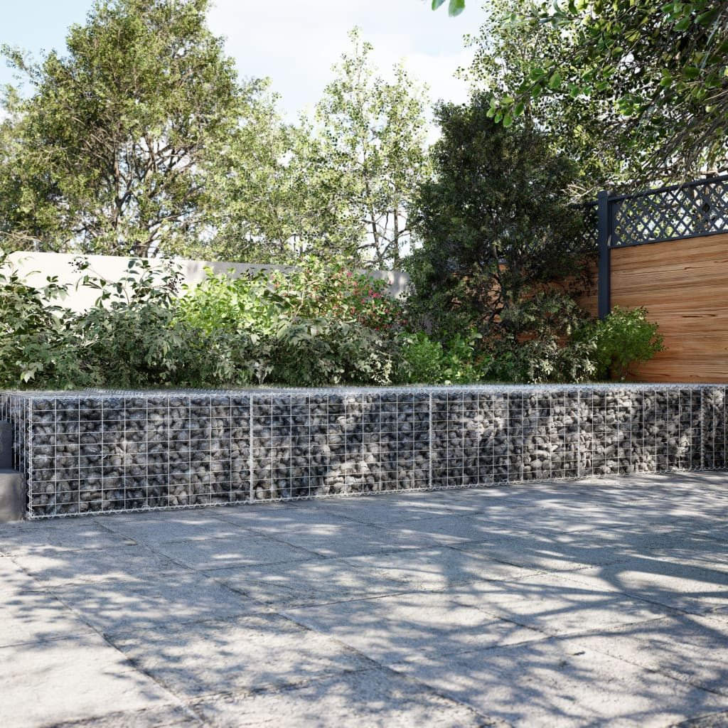 vidaXL Gabione mit Deckel 600x100x50 cm Verzinktes Eisen