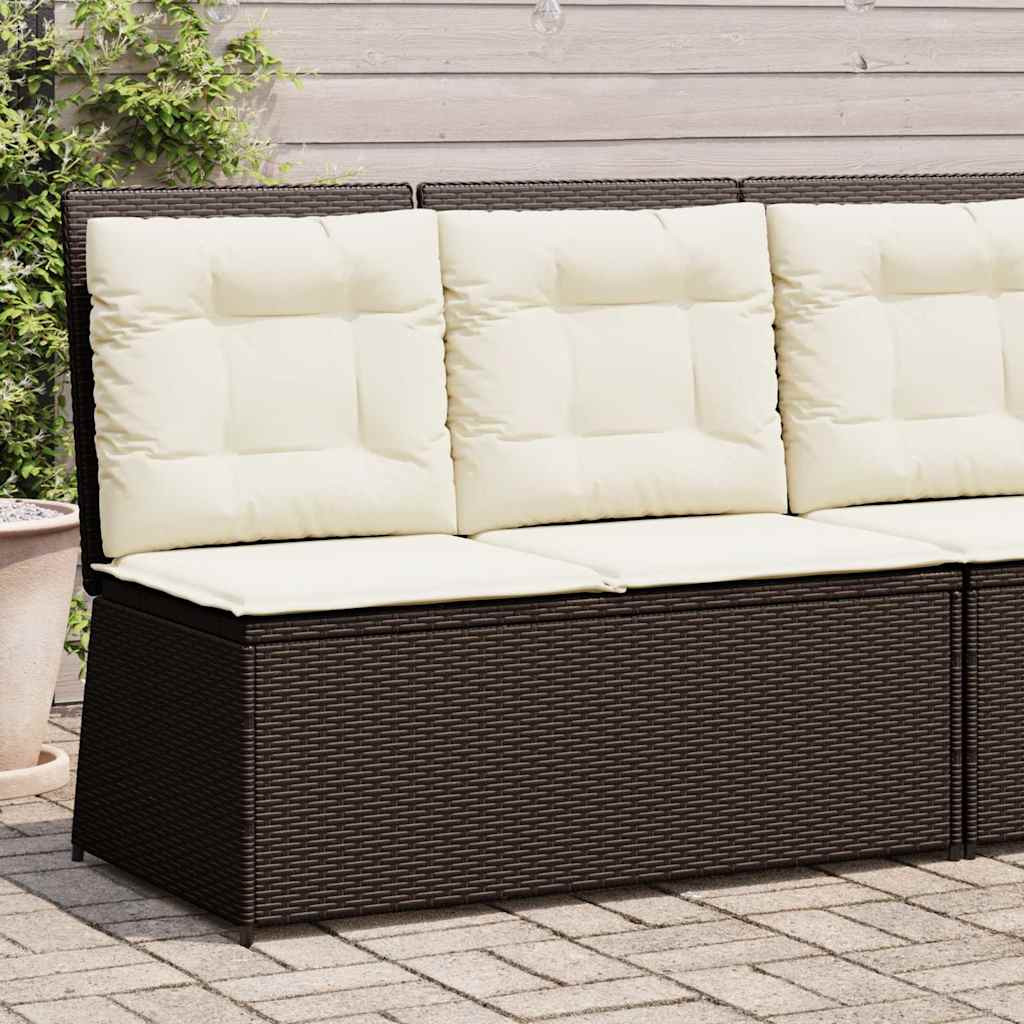 vidaXL Gartenbank Verstellbar mit Kissen Braun Poly Rattan