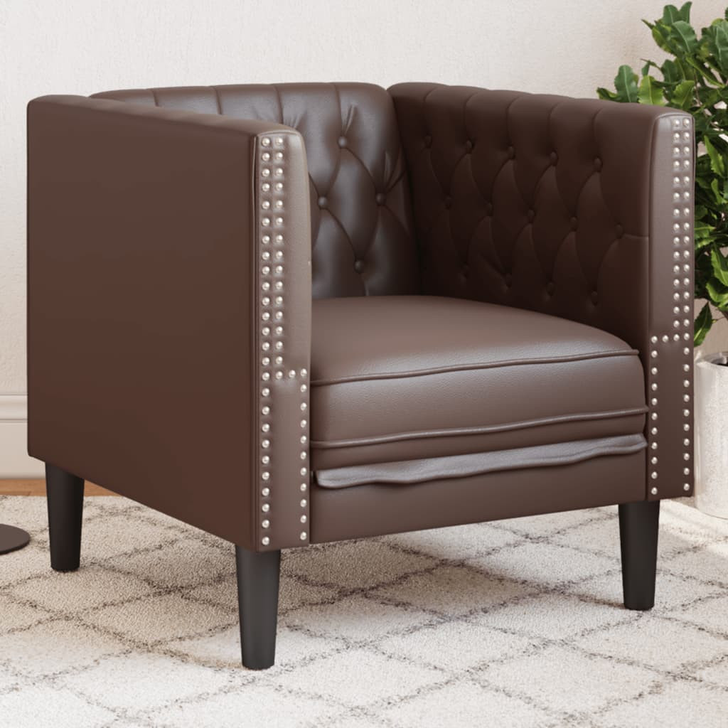 vidaXL Chesterfield-Sessel Braun Kunstleder